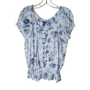 Bandolinoblu women's white floral button front top size XL
